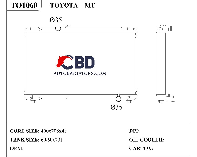 ALL ALUMINUM RADIATOR FOR TOYOTA MT/