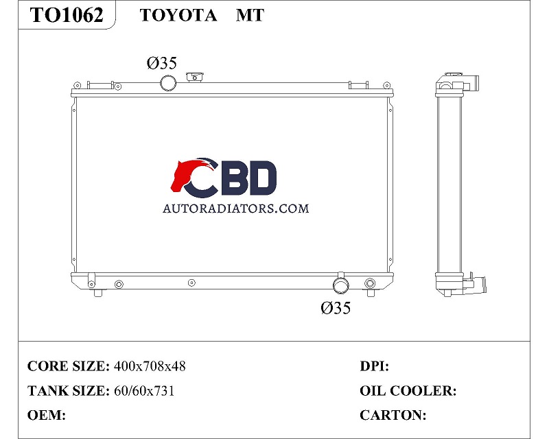 ALL ALUMINUM RADIATOR FOR TOYOTA MT/