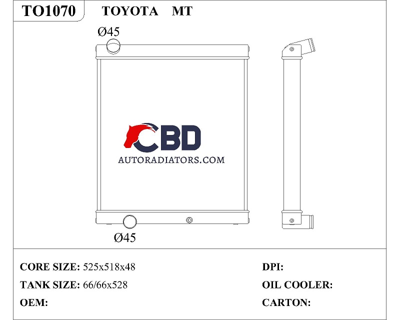 ALL ALUMINUM RADIATOR FOR TOYOTA MT/