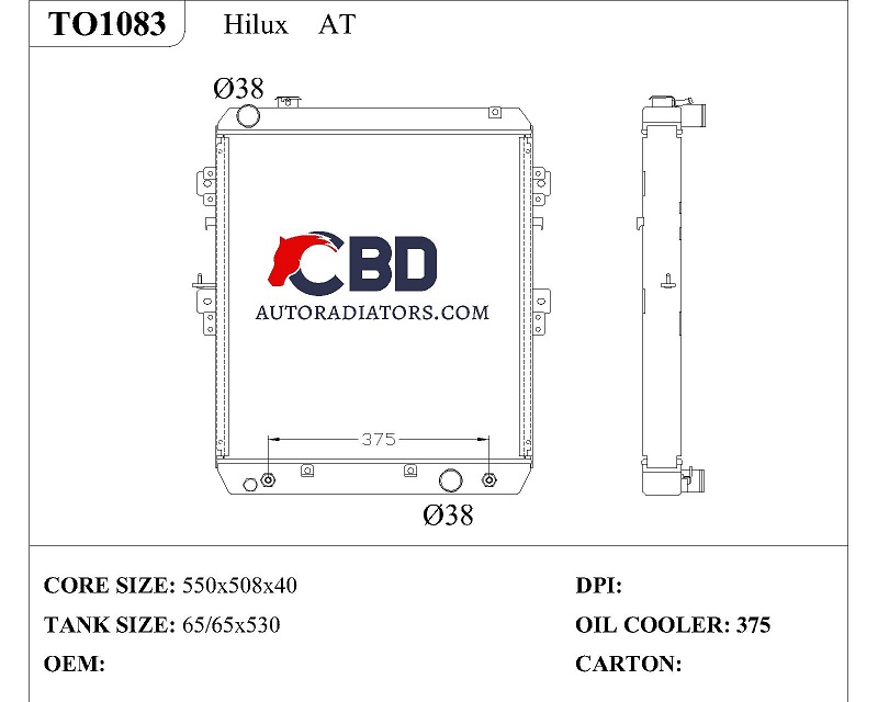 ALL ALUMINUM RADIATOR FOR HILUX AT/