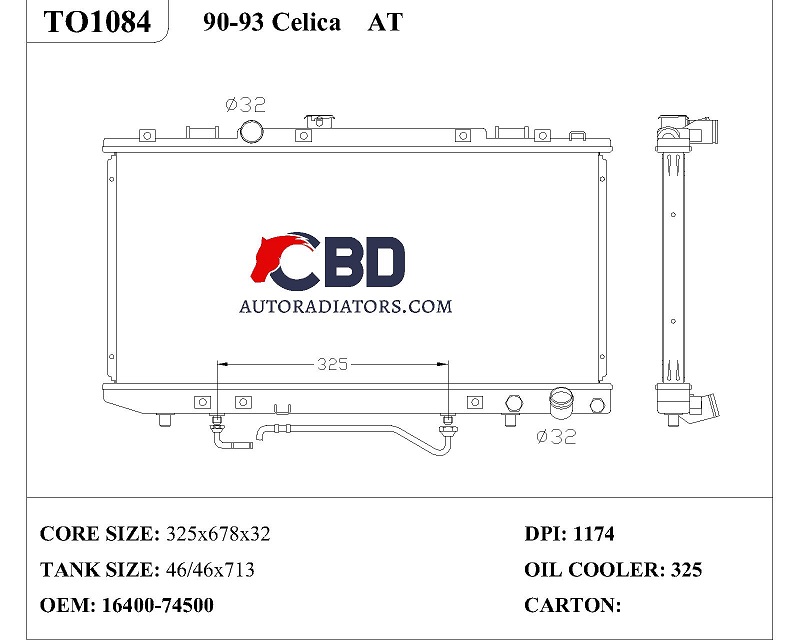 ALL ALUMINUM RADIATOR FOR CELICA  GT/GTS All Trac AT 90-93/ DPI1174