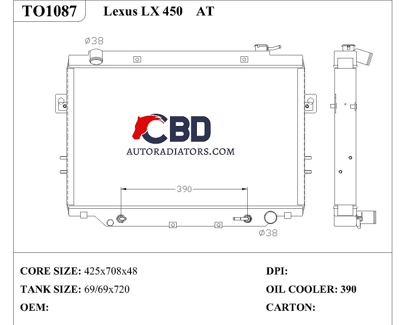 ALL ALUMINUM RADIATOR FOR Lexus LX 450 AT/