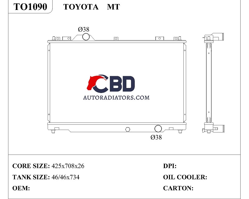 ALL ALUMINUM RADIATOR FOR TOYOTA MT/