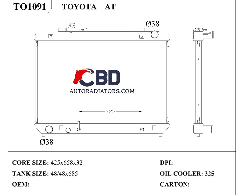 ALL ALUMINUM RADIATOR FOR TOYOTA AT/