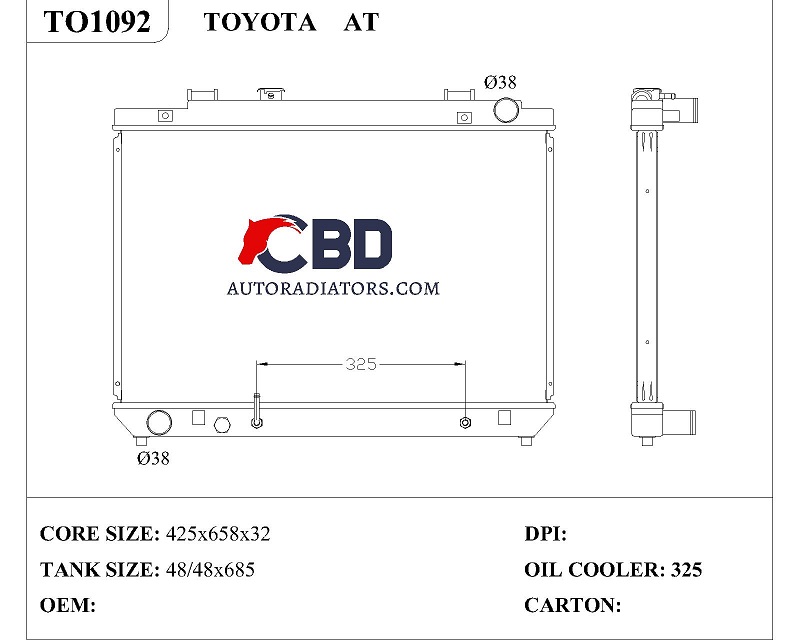 ALL ALUMINUM RADIATOR FOR TOYOTA AT/