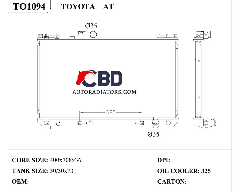 ALL ALUMINUM RADIATOR FOR TOYOTA AT/