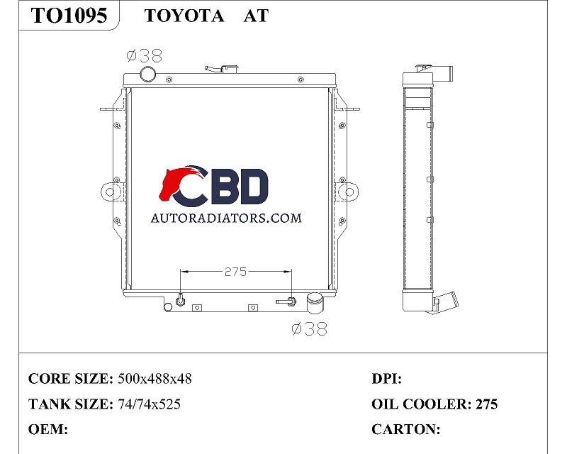 ALL ALUMINUM RADIATOR FOR TOYOTA AT/