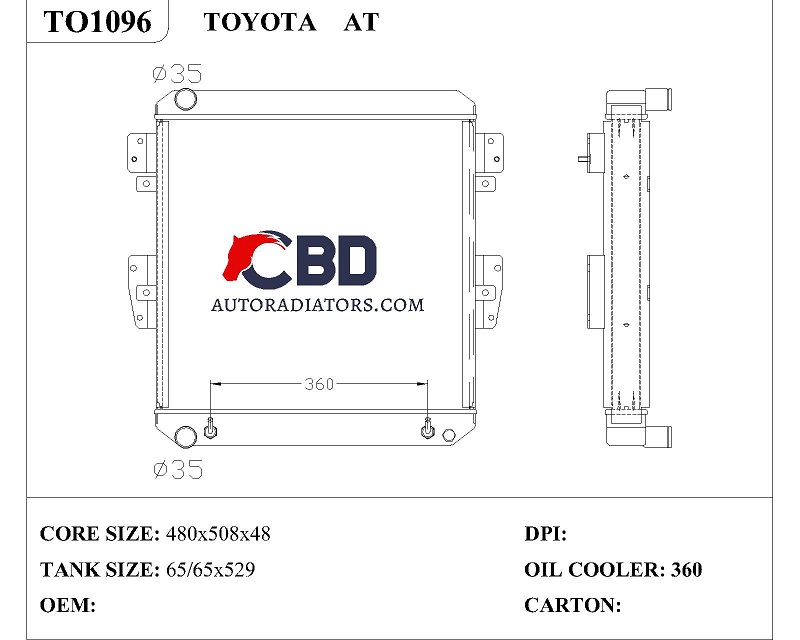 ALL ALUMINUM RADIATOR FOR TOYOTA AT/