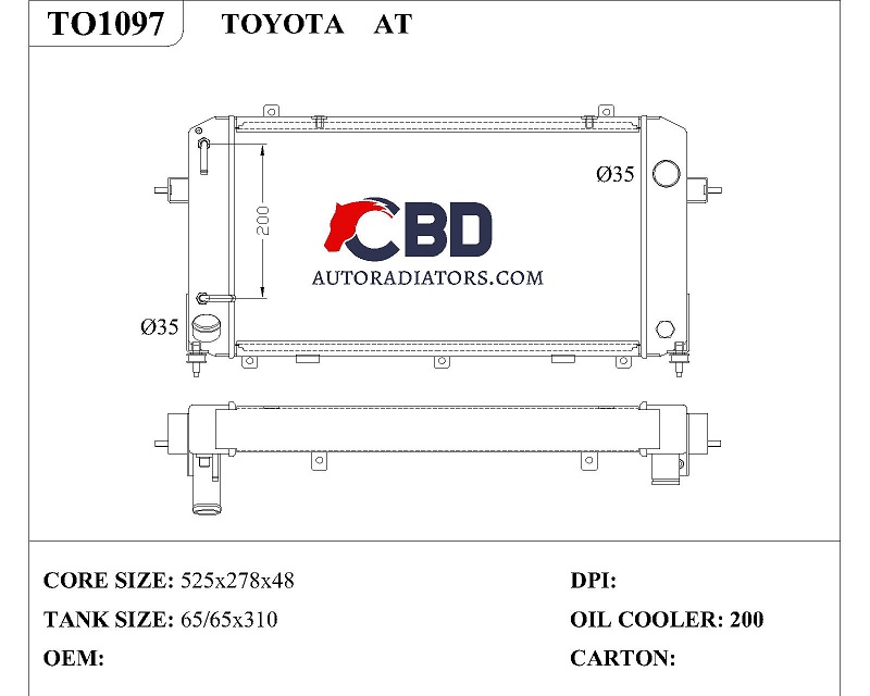 ALL ALUMINUM RADIATOR FOR TOYOTA AT/