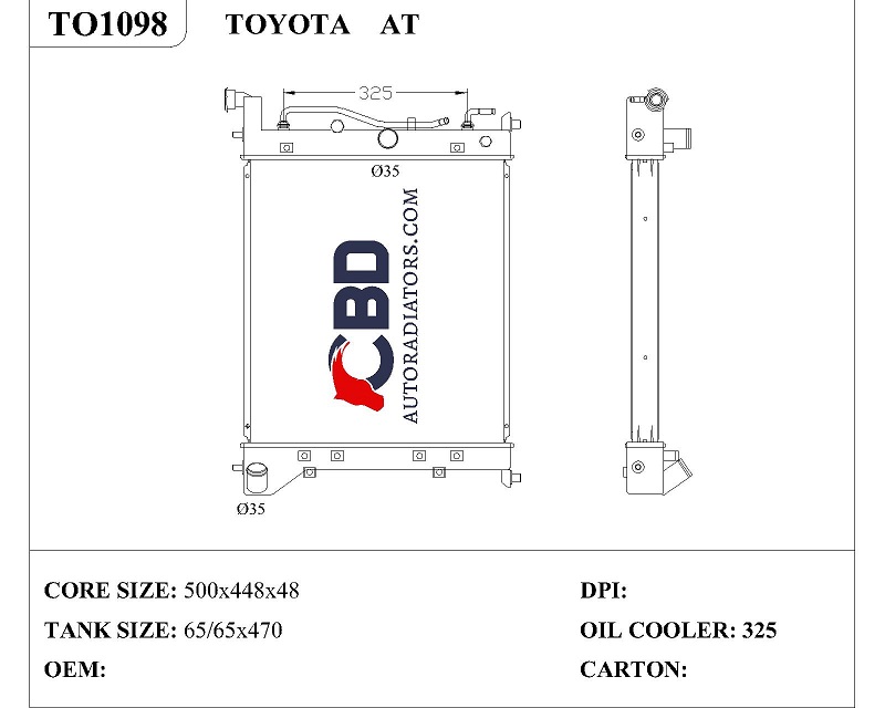 ALL ALUMINUM RADIATOR FOR TOYOTA AT/