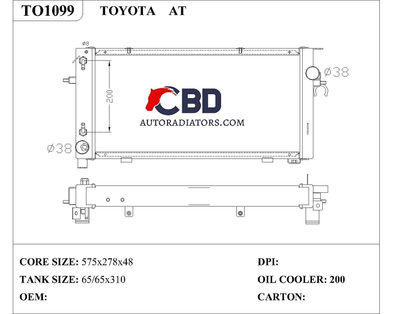 ALL ALUMINUM RADIATOR FOR TOYOTA AT/