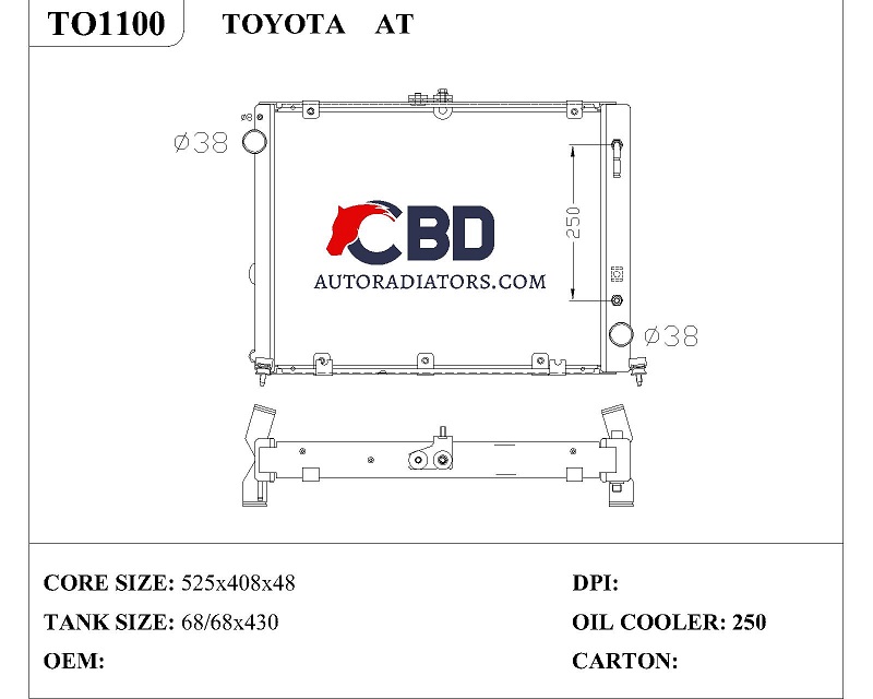 ALL ALUMINUM RADIATOR FOR TOYOTA AT/