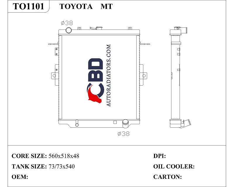 ALL ALUMINUM RADIATOR FOR TOYOTA MT/