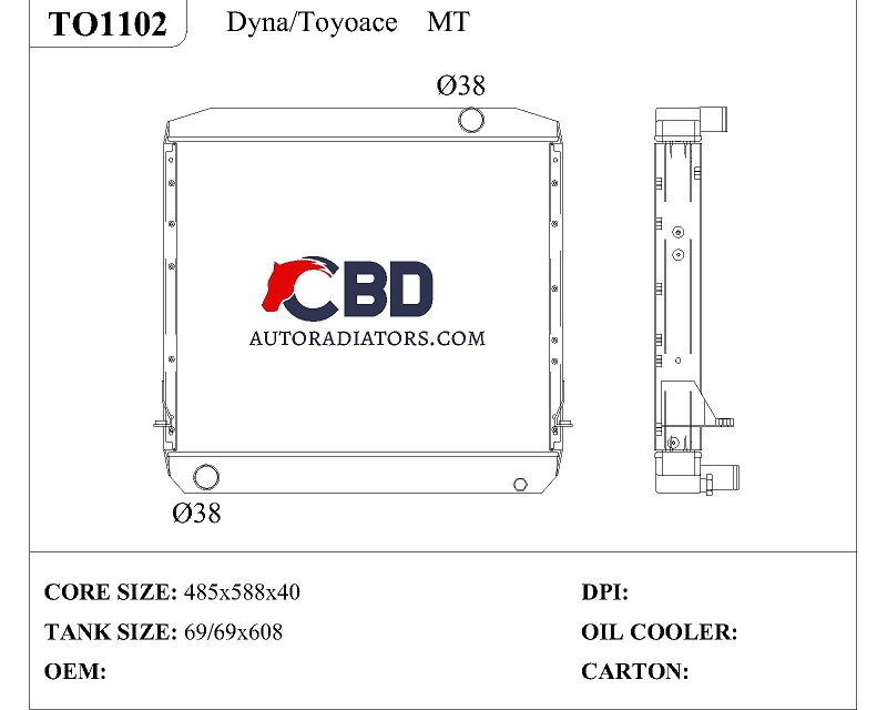 ALL ALUMINUM RADIATOR FOR Dyna/Toyoace MT /