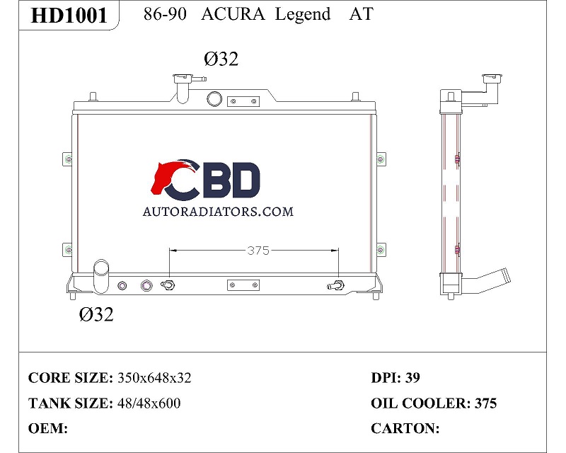 acura radiator hd1001