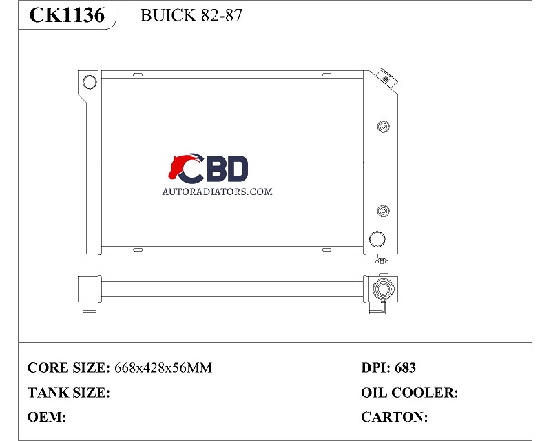 ALL ALUMINUM RADIATOR FOR BUICK  REGAL 1982-1987/CC683 DPI 683