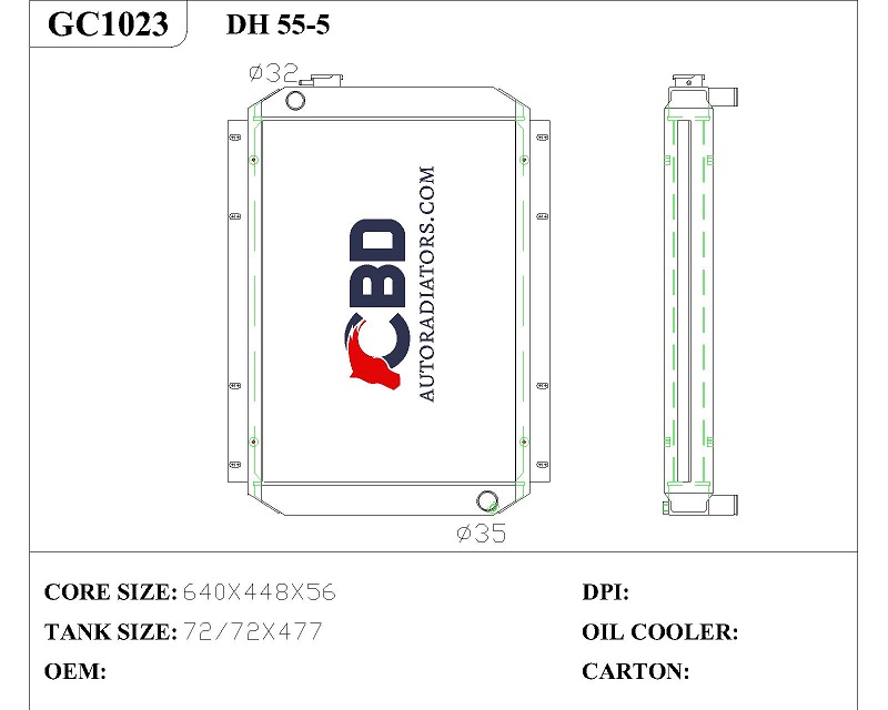 ALL ALUMINUM RADIATOR FOR DAEWOO EXCAVATOR DH55-5/