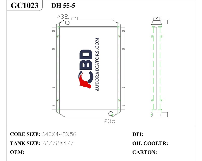 ALL ALUMINUM RADIATOR FOR DAEWOO EXCAVATOR DH55-5/