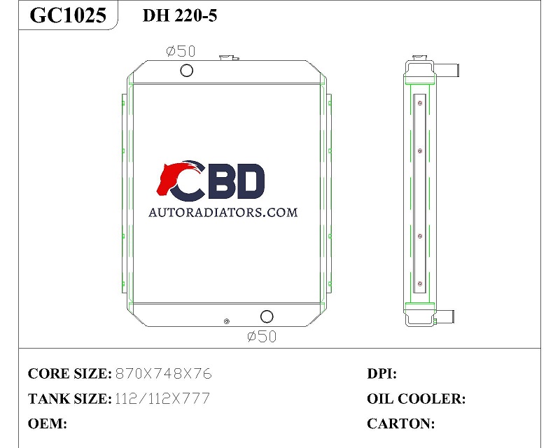 ALL ALUMINUM RADIATOR FOR DAEWOO EXCAVATOR DH220-5/