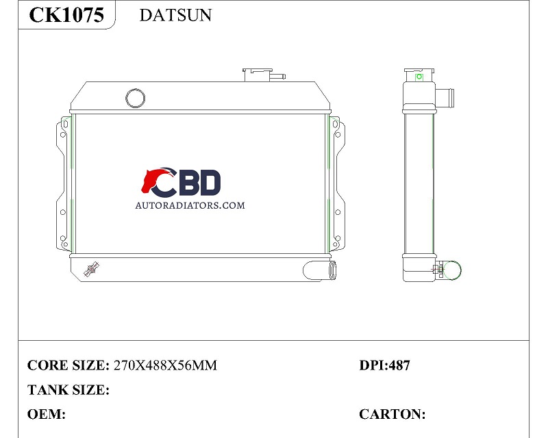 ALL ALUMINUM RADIATOR FOR DATSUN/NISSAN 510 1968-1973/CC487 DPI 487