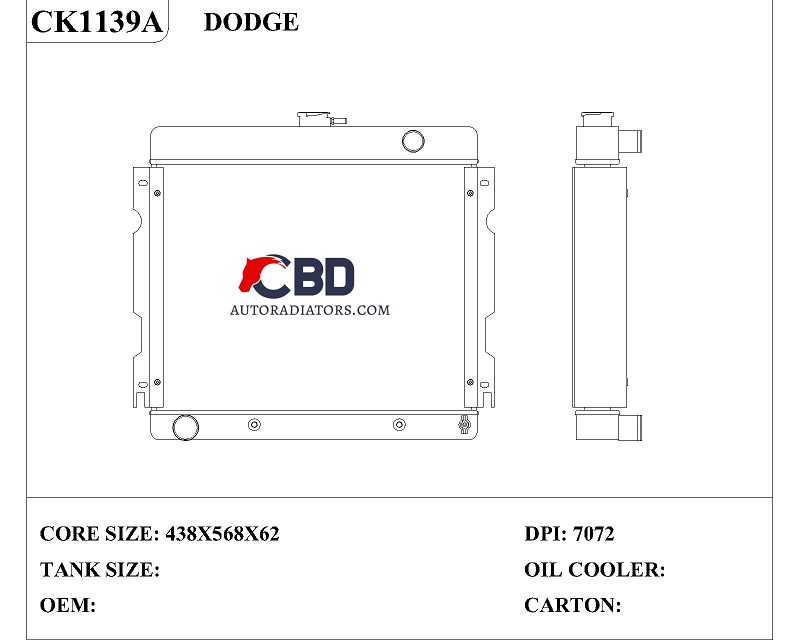 ALL ALUMINUM RADIATOR FOR DODGE/EC7072