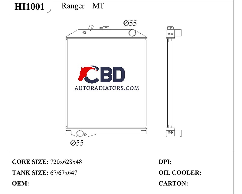 ALL ALUMINUM RADIATOR FOR RANGER MT/