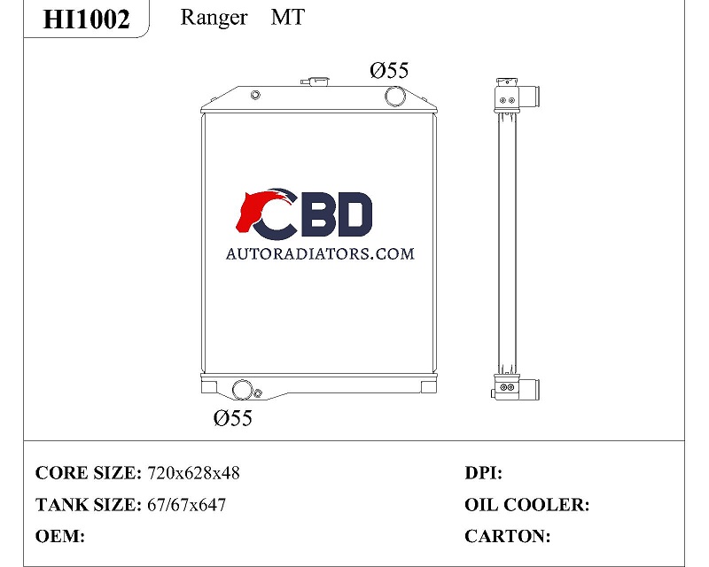 ALL ALUMINUM RADIATOR FOR RANGER MT/