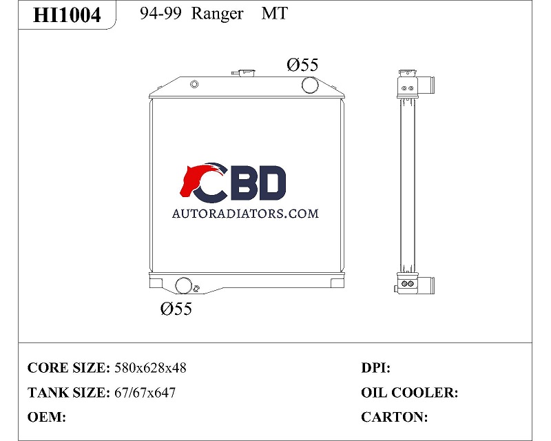 ALL ALUMINUM RADIATOR FOR 94-99 RANGER MT/