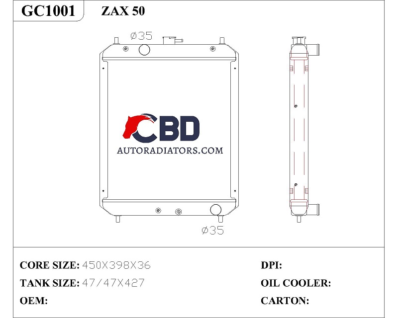 ALL ALUMINUM RADIATOR FOR HITACHI  ZAX50/