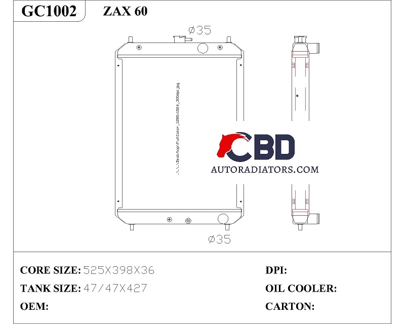 ALL ALUMINUM RADIATOR FOR HITACHI  ZAX60/