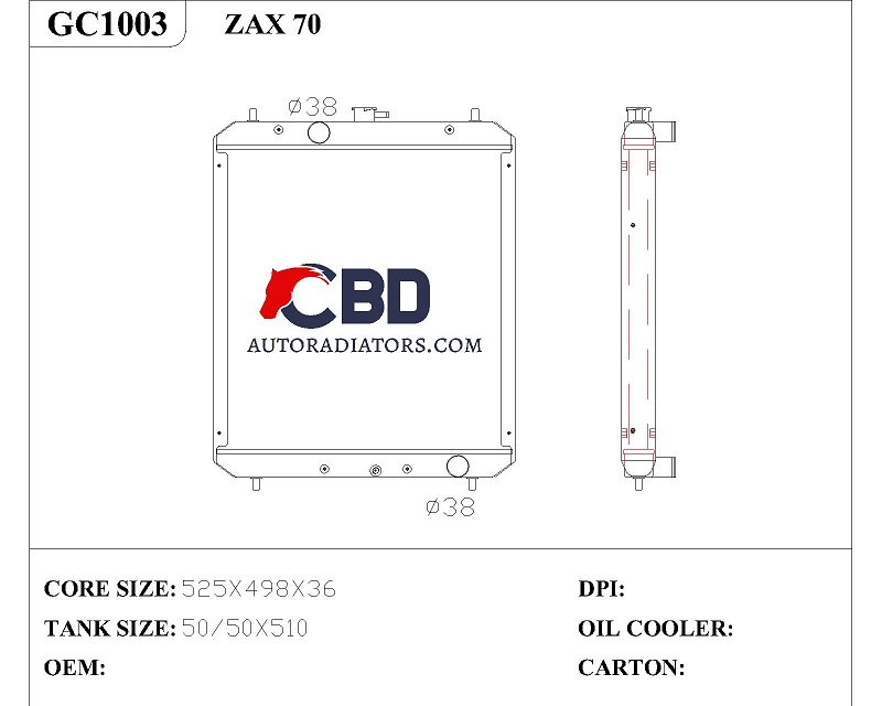 ALL ALUMINUM RADIATOR FOR HITACHI  ZAX70/