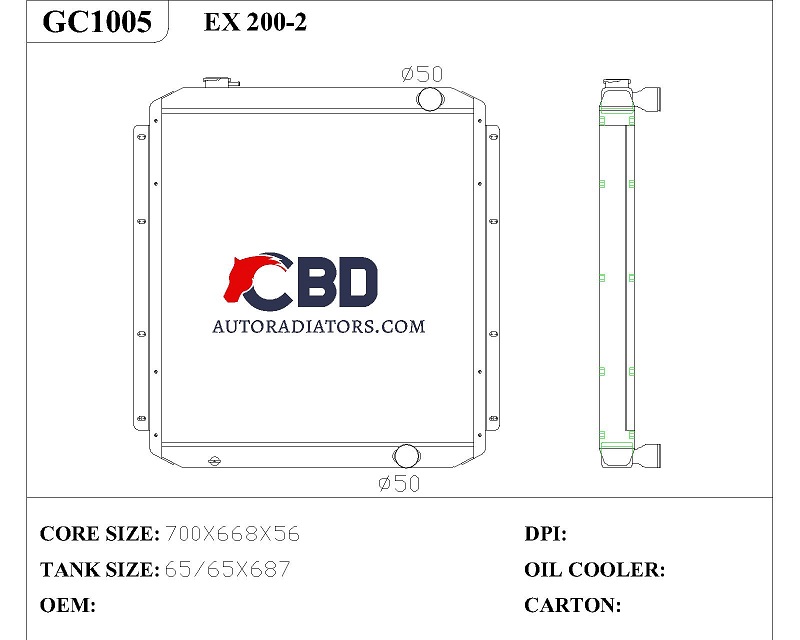 ALL ALUMINUM RADIATOR FOR HITACHI  EX200-2/