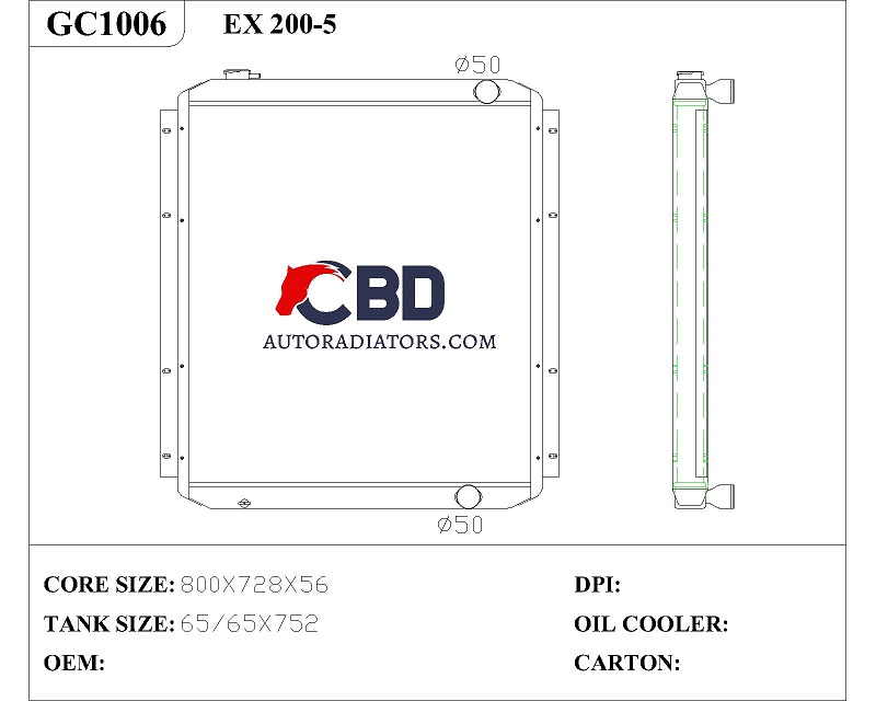 ALL ALUMINUM RADIATOR FOR HITACHI  EX200-5/