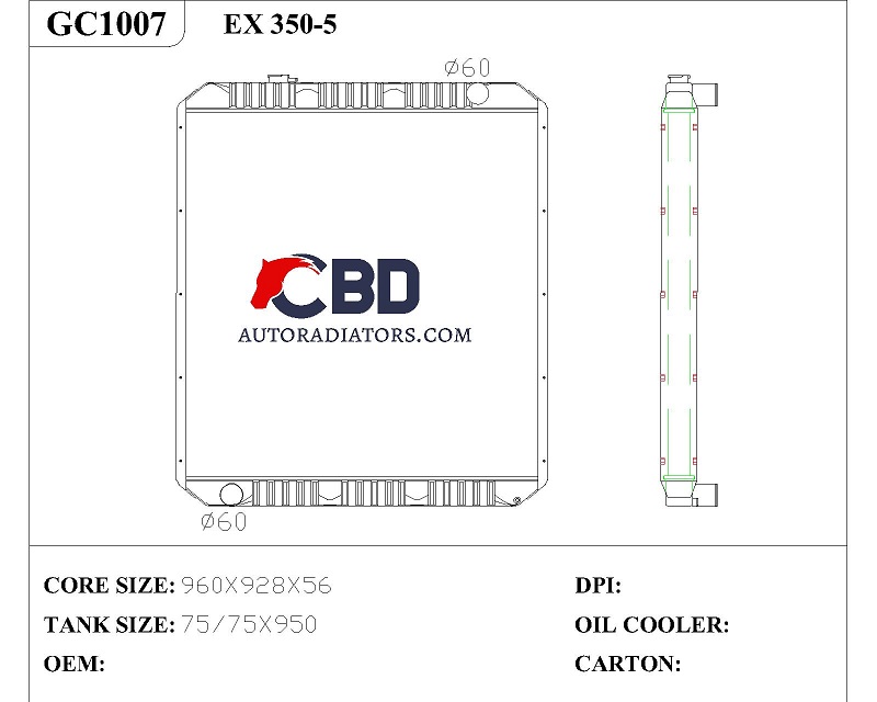 ALL ALUMINUM RADIATOR FOR HITACHI  EX350-5/