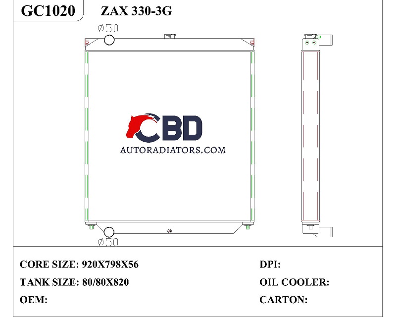 ALL ALUMINUM RADIATOR FOR HITACHI  ZAX330-3G/