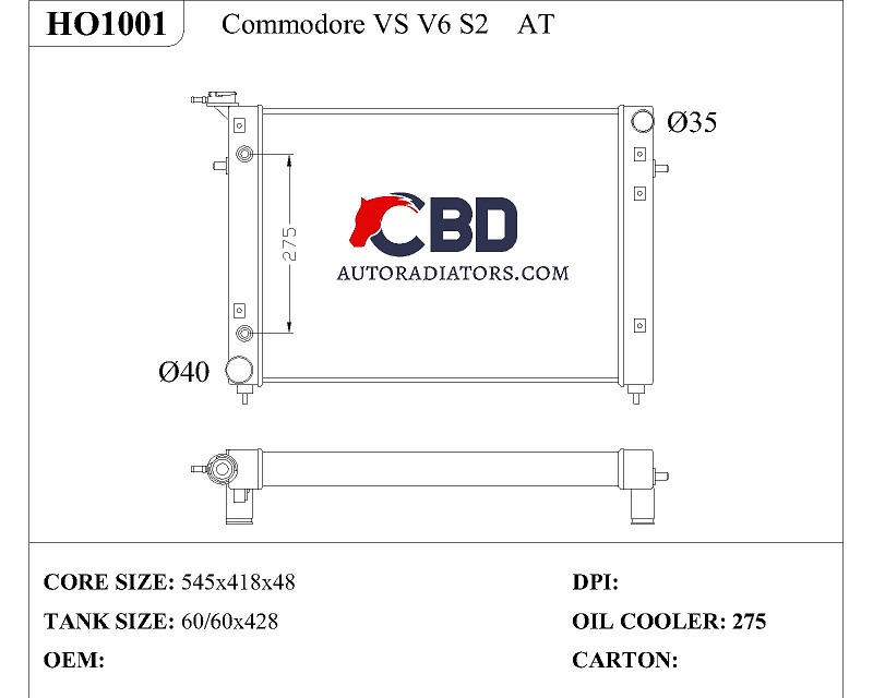 ALL ALUMINUM RADIATOR FOR COMMODORE VS V6 S2 AT /