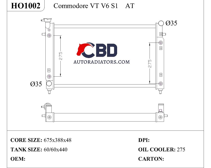 ALL ALUMINUM RADIATOR FOR COMMODORE VS V6 S1 AT /