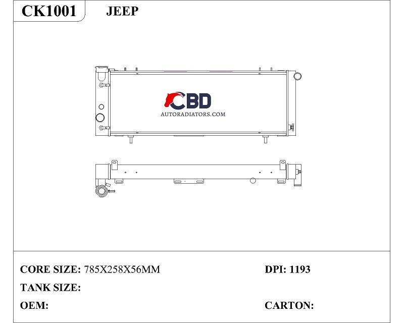 ALL ALUMINUM RADIATOR FOR JEEP CHEROKEE 1991-2001  JEEP COMANCHE1991-1992/CC1193 DPI 1193