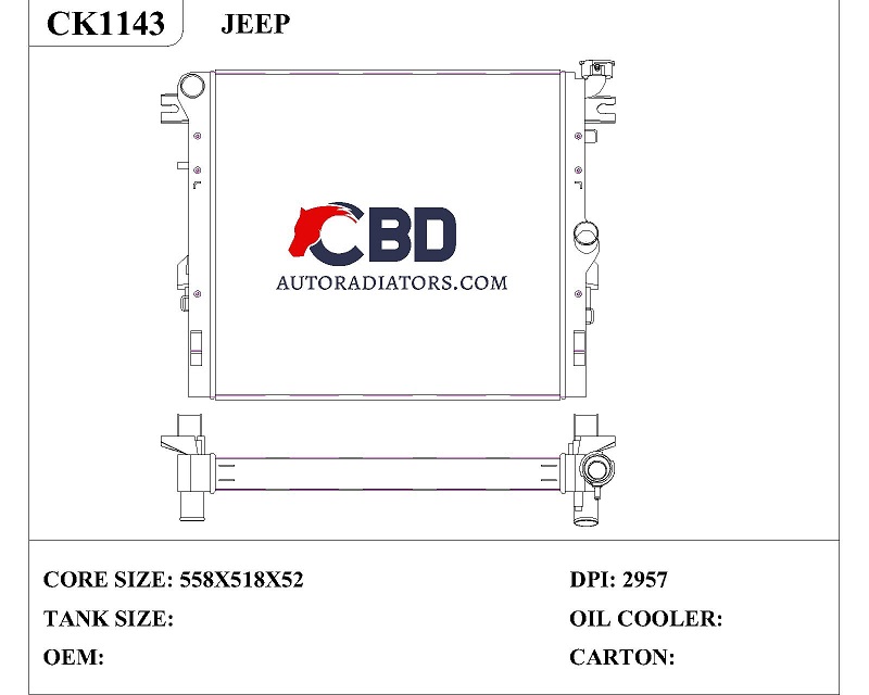 ALL ALUMINUM RADIATOR FOR 2007-2017 JEEP WRANGLER   AT 2018 WRANGLER JK/CC2957 DPI 2957