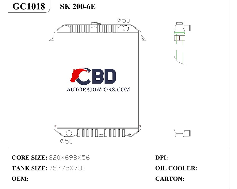 ALL ALUMINUM RADIATOR FOR KOBELCO  SK200-6E/