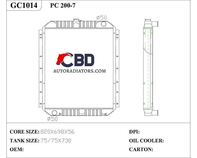 ALL ALUMINUM RADIATOR FOR KOMATSUPC200-6(6D102)/