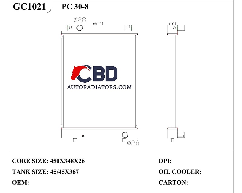 ALL ALUMINUM RADIATOR FOR KOMATSUPC30-8/