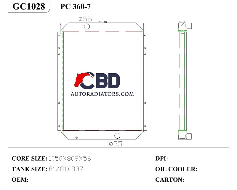 ALL ALUMINUM RADIATOR FOR KOMATSUPC360-7/