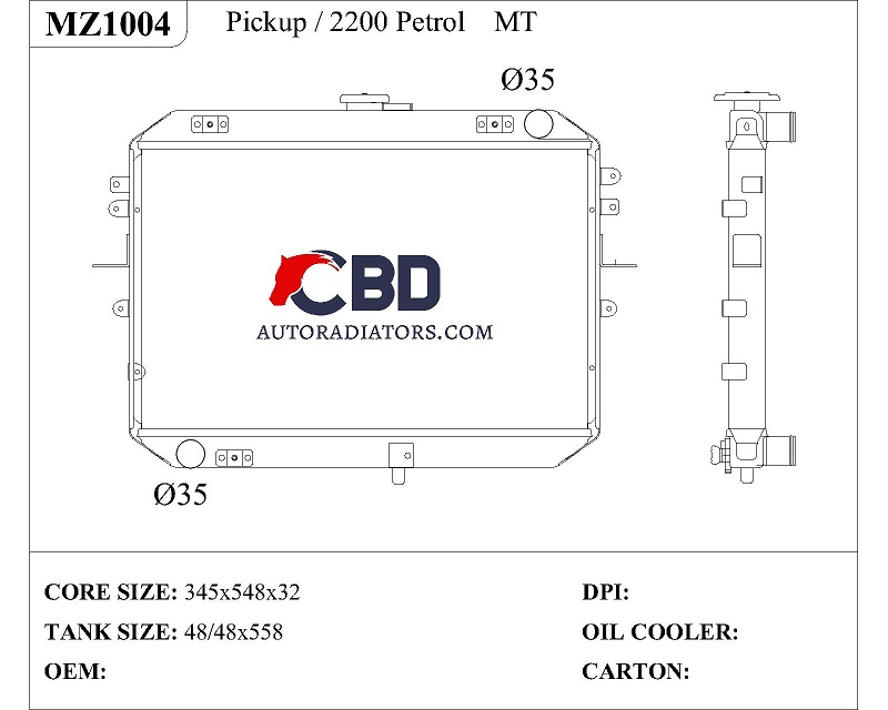 ALL ALUMINUM RADIATOR FOR PICKUP/2200 DIESEL MT/