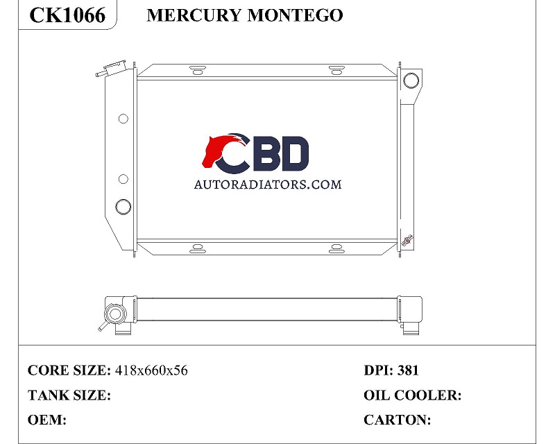ALL ALUMINUM RADIATOR FOR MERCURYMONTEGO 1970-1971/CC381 DPI 381