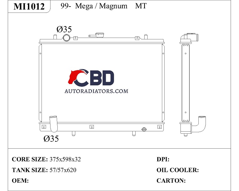 ALL ALUMINUM RADIATOR FOR 99-  MEGA/MAGNUM AT/