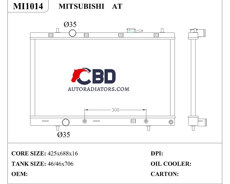 ALL ALUMINUM RADIATOR FOR MITSUBISHI AT/