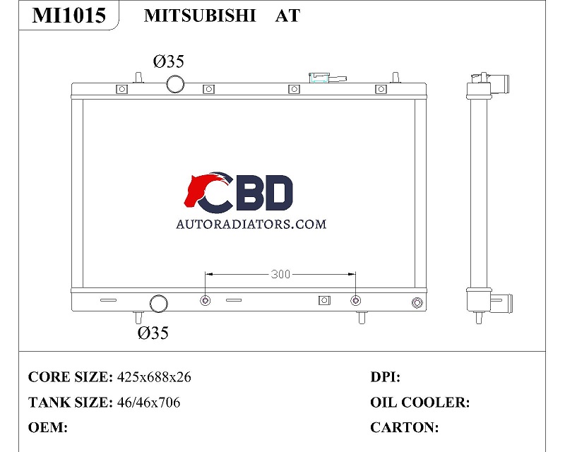 ALL ALUMINUM RADIATOR FOR MITSUBISHI AT/