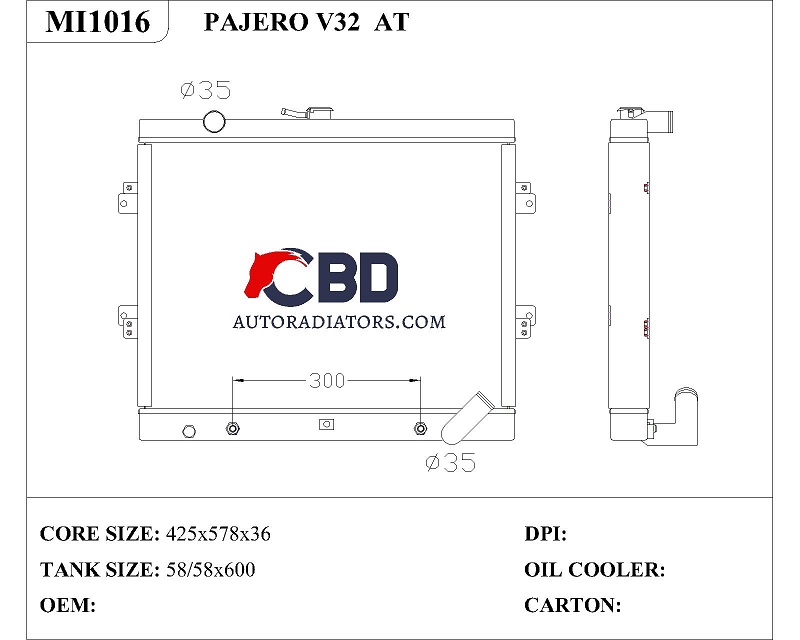 ALL ALUMINUM RADIATOR FOR PAJERO V32 AT/