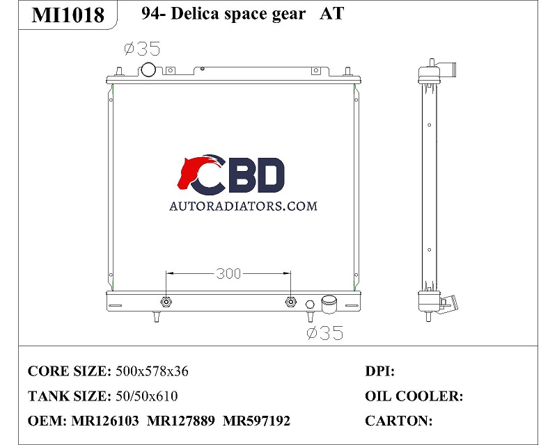 ALL ALUMINUM RADIATOR FOR 94- DELICA SPACE GEAR AT/